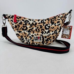 Brighton Spotted Love Leopard Animal Print Nylon Crossbody Swing Bag NWT